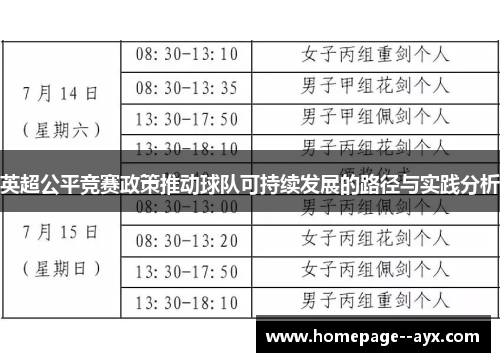 英超公平竞赛政策推动球队可持续发展的路径与实践分析 英超公平竞赛政策推动球队可持续发展的路径与实践分析